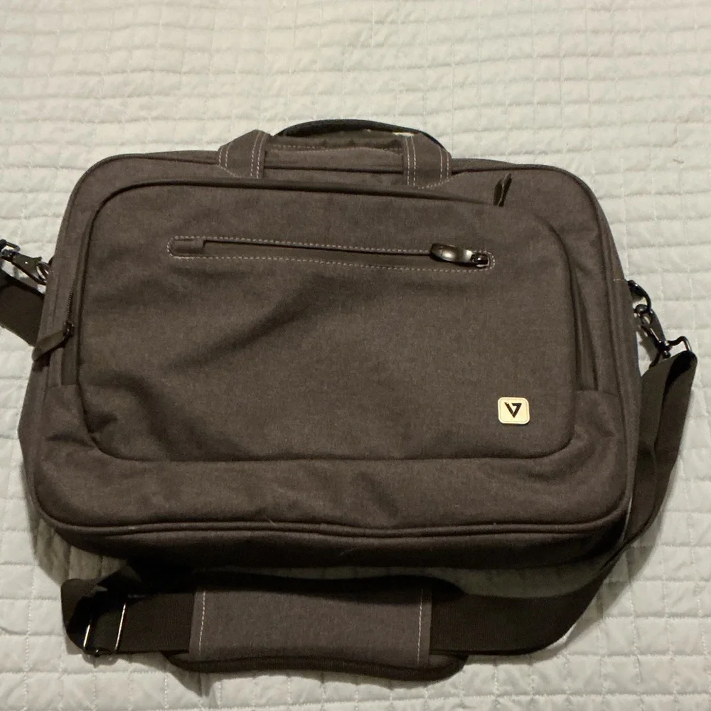Grey Canvas Laptop Briefcase Bag